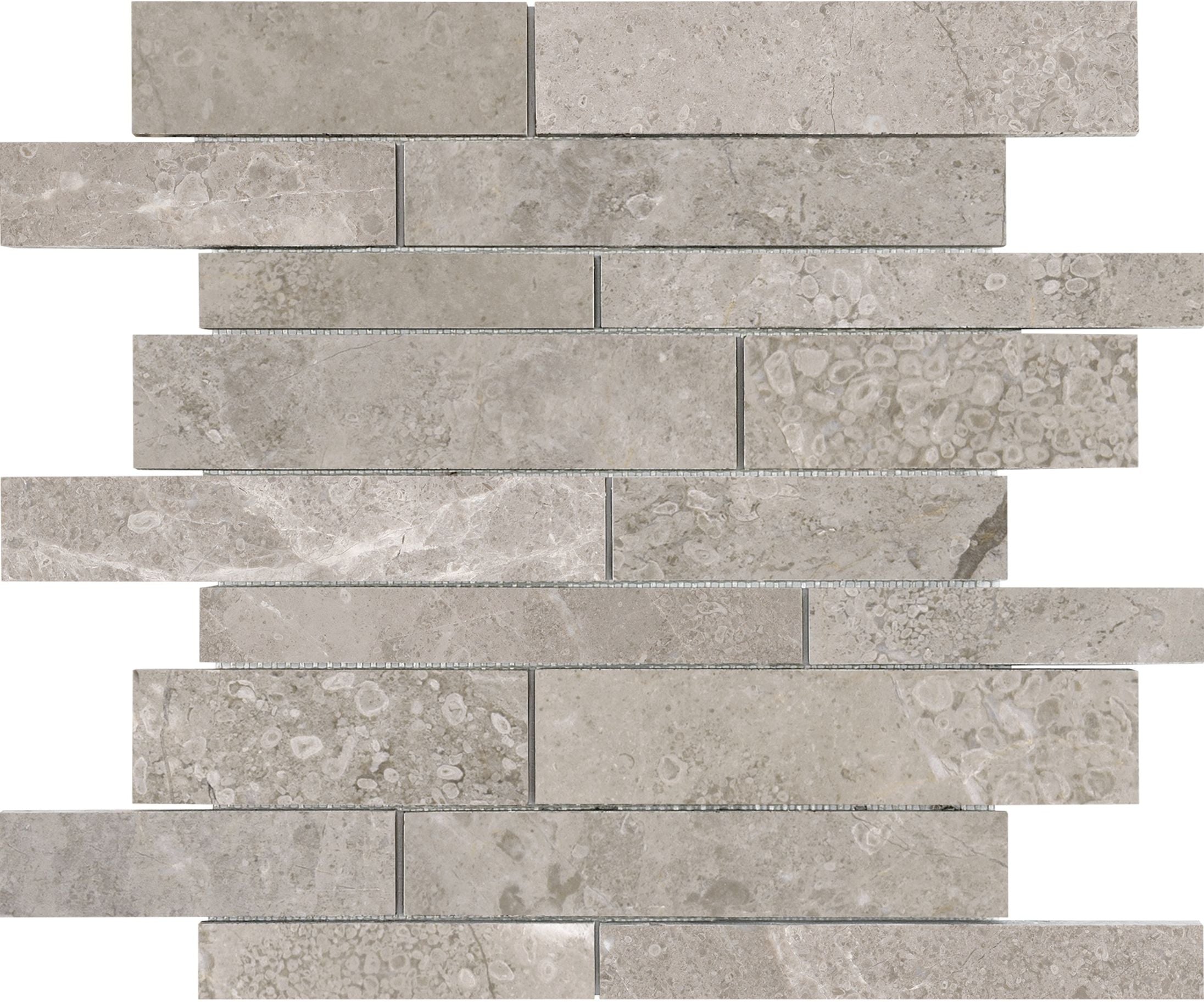 Ritz Gray mosaic by Anatolia Tile, top-down product view. Premium porcelain for floors and walls.