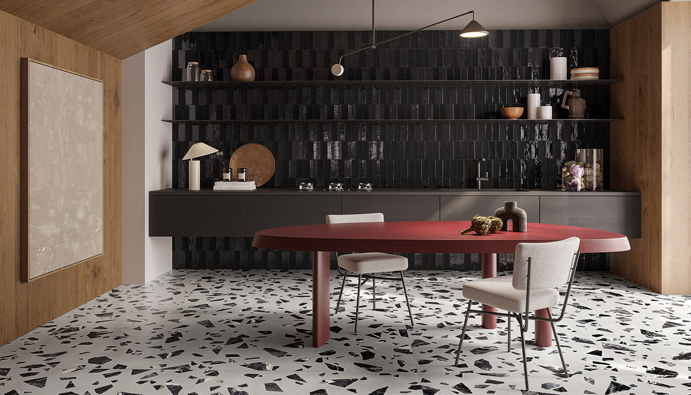 Abacus CARBONE porcelain field tile by Emil, matt finish, 3"x8" size. Premium Italian porcelain for floors and walls.
