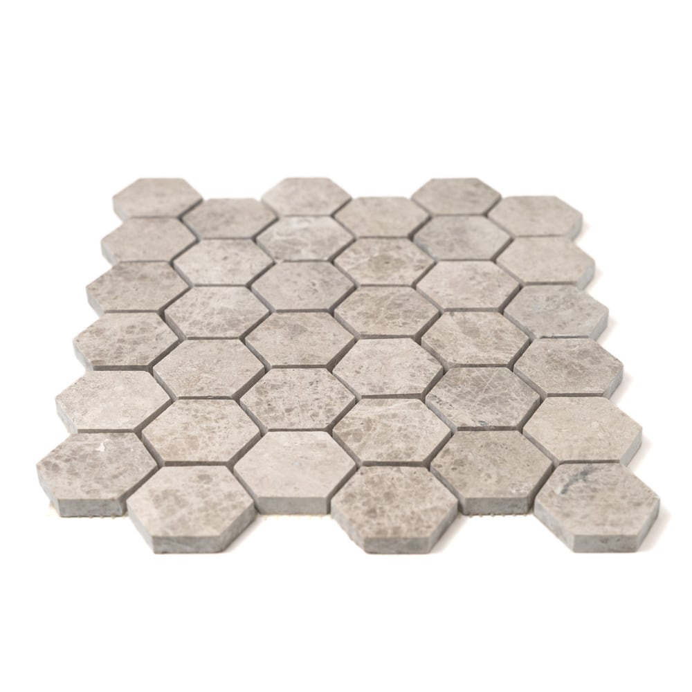 SILVER SHADOW MARBLE: Hexagon Mosaic (10 3/8"Γ12"Γ3/8" | polished | straight cut)