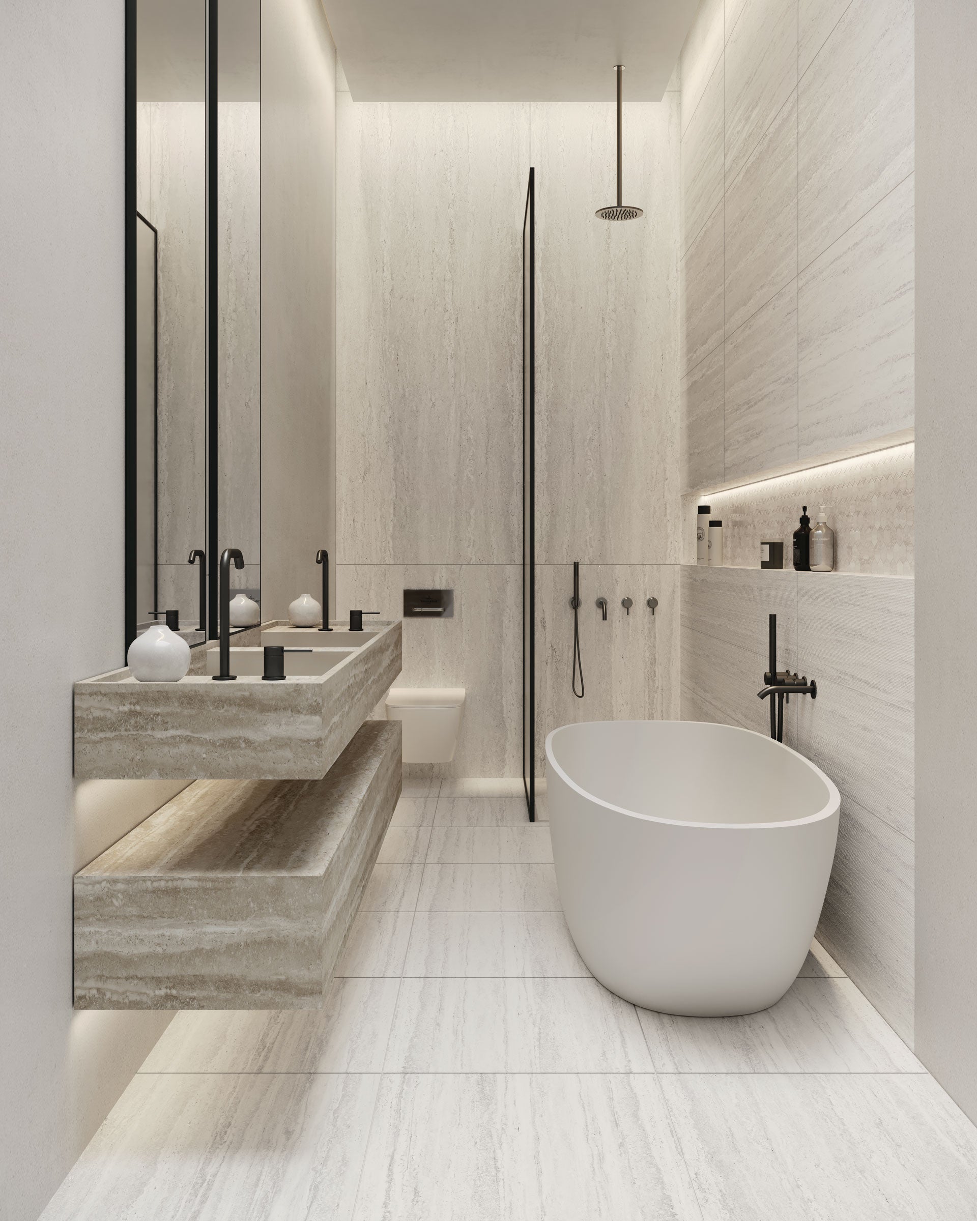 TRAVERTINE: Silver Prefab Slab (32"x96"x12mm | matte)