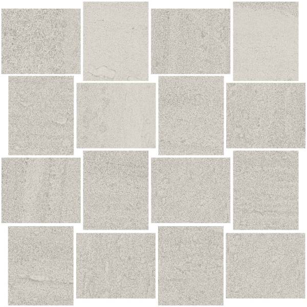 MILESTONE: North White Rectangle Basketweave Field Mosaic (12"x12"x9mm | matte | rectified)