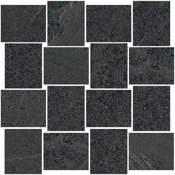 MILESTONE: West Black Rectangle Basketweave Field Mosaic (12"x12"x9mm | matte | rectified)