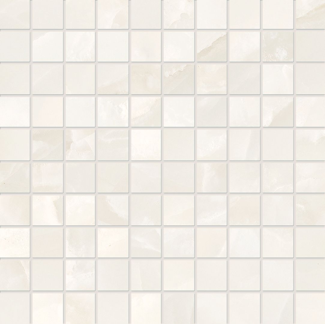 Tele di Marmo Onyx ONYX IVORY porcelain mosaic tile by Emil, full lappato finish, 12"x12" size. Premium Italian porcelain for floors and walls.