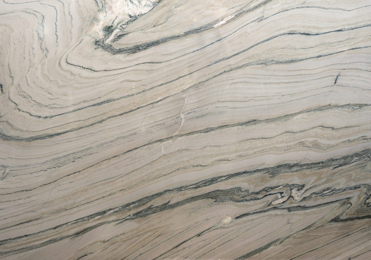 Quartzite Slabs Macaubas Fantasy quartzite slabs, top-down product view. Premium quartzite for floors and walls.