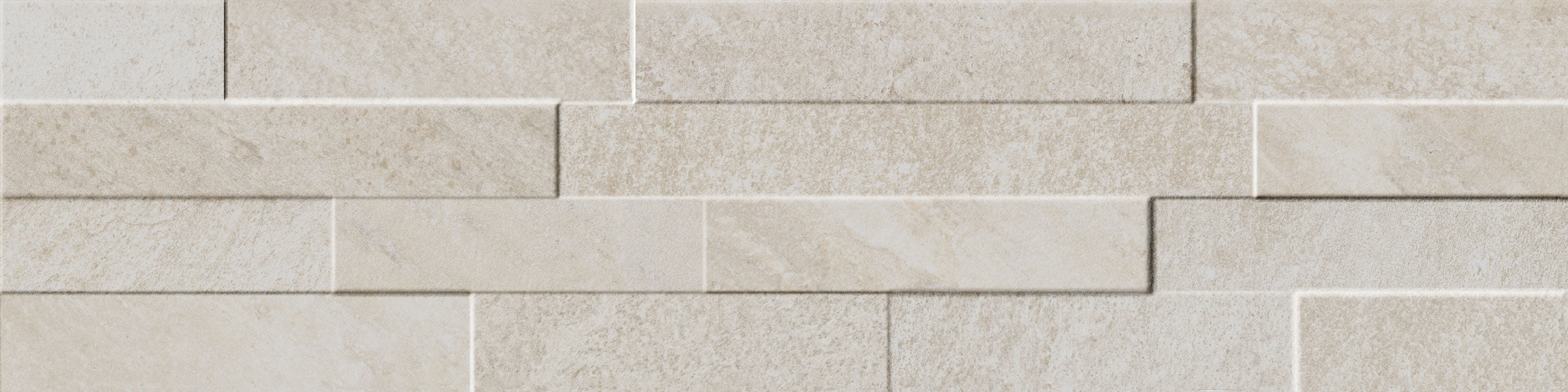 VENEER WORLD URBAN LEDGESTONE EXPLORE African Beige porcelain wall veneer, top-down product view, 6"×24"×11/32" size. Premium porcelain for floors and walls.