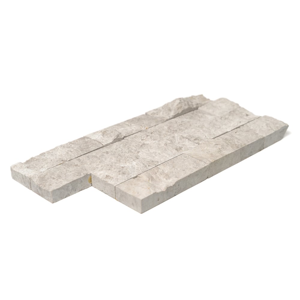 SILVER SHADOW MARBLE: Silver Shadow Ledger Panel Field Tile (6"×12" | split-face | straight cut)