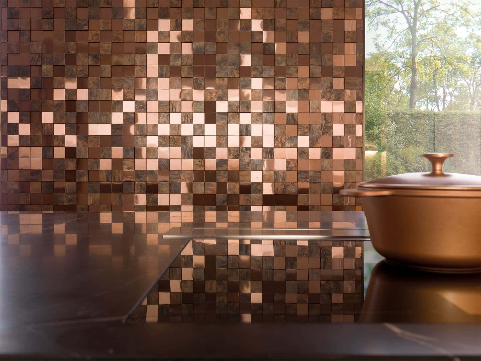 Metal Bronze 3D Cubes Mosaic (4x12x46214-mm | matt-gloss)
