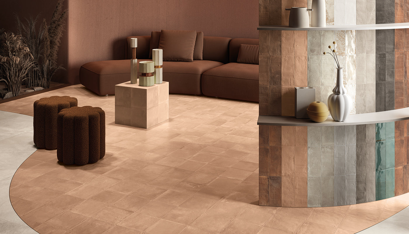 Forme AVORIO porcelain mosaic tile by Emil, naturale finish, 12"x12" size. Premium Italian porcelain for floors and walls.