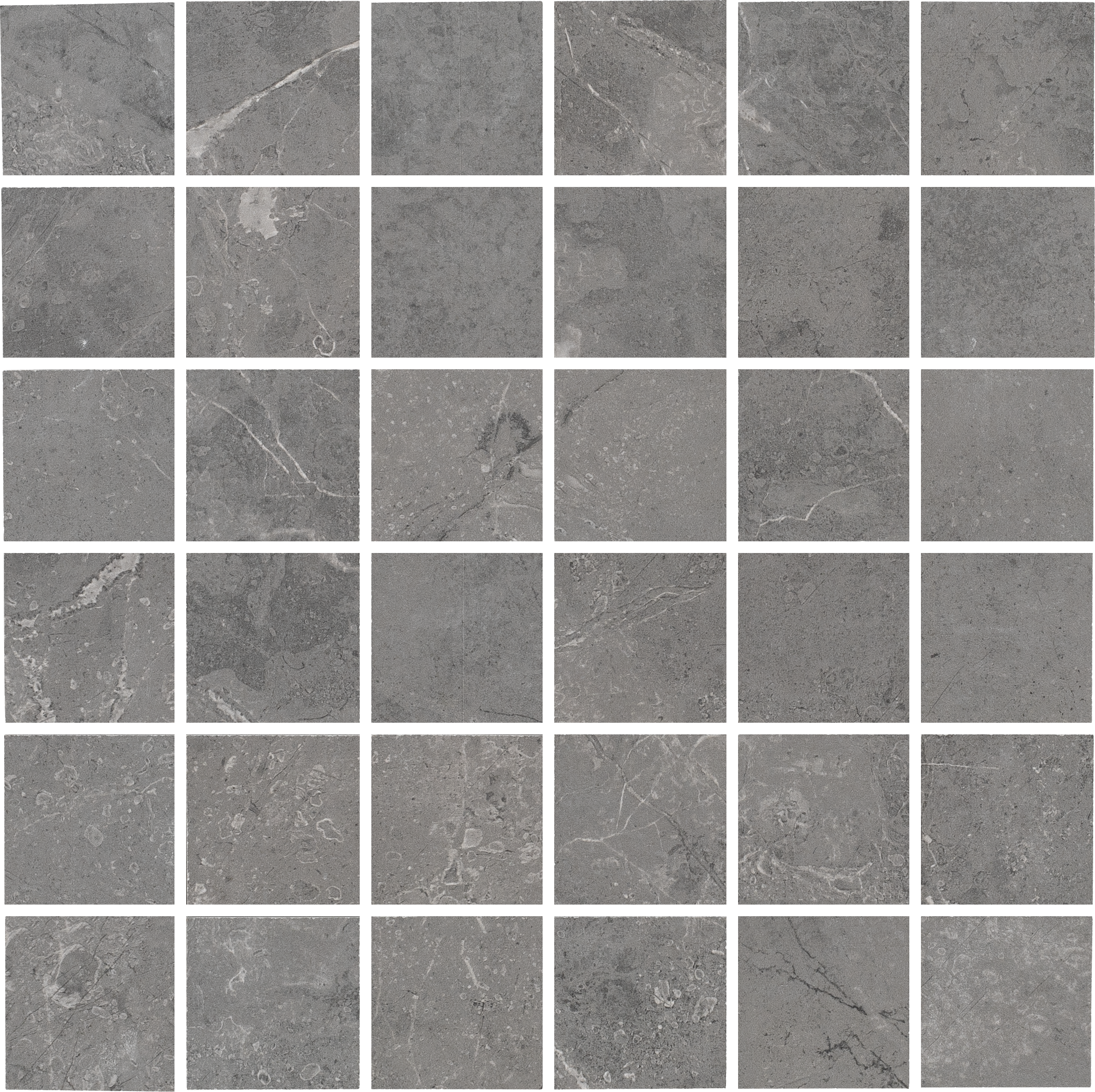 COBBLESTONE CADENCE: Ashen Allegro Straight Stack 2X2 Mosaic (12"x12"x9-mm | natural | rectified)