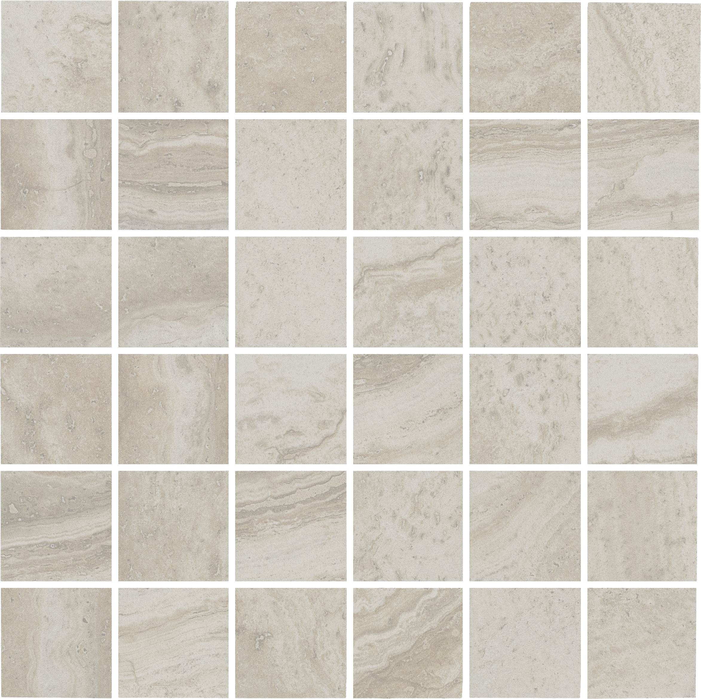 ROMAN ECHO: Beige Basilica Straight Stack 2X2 Mosaic (12"x12"x8-mm | natural | rectified)