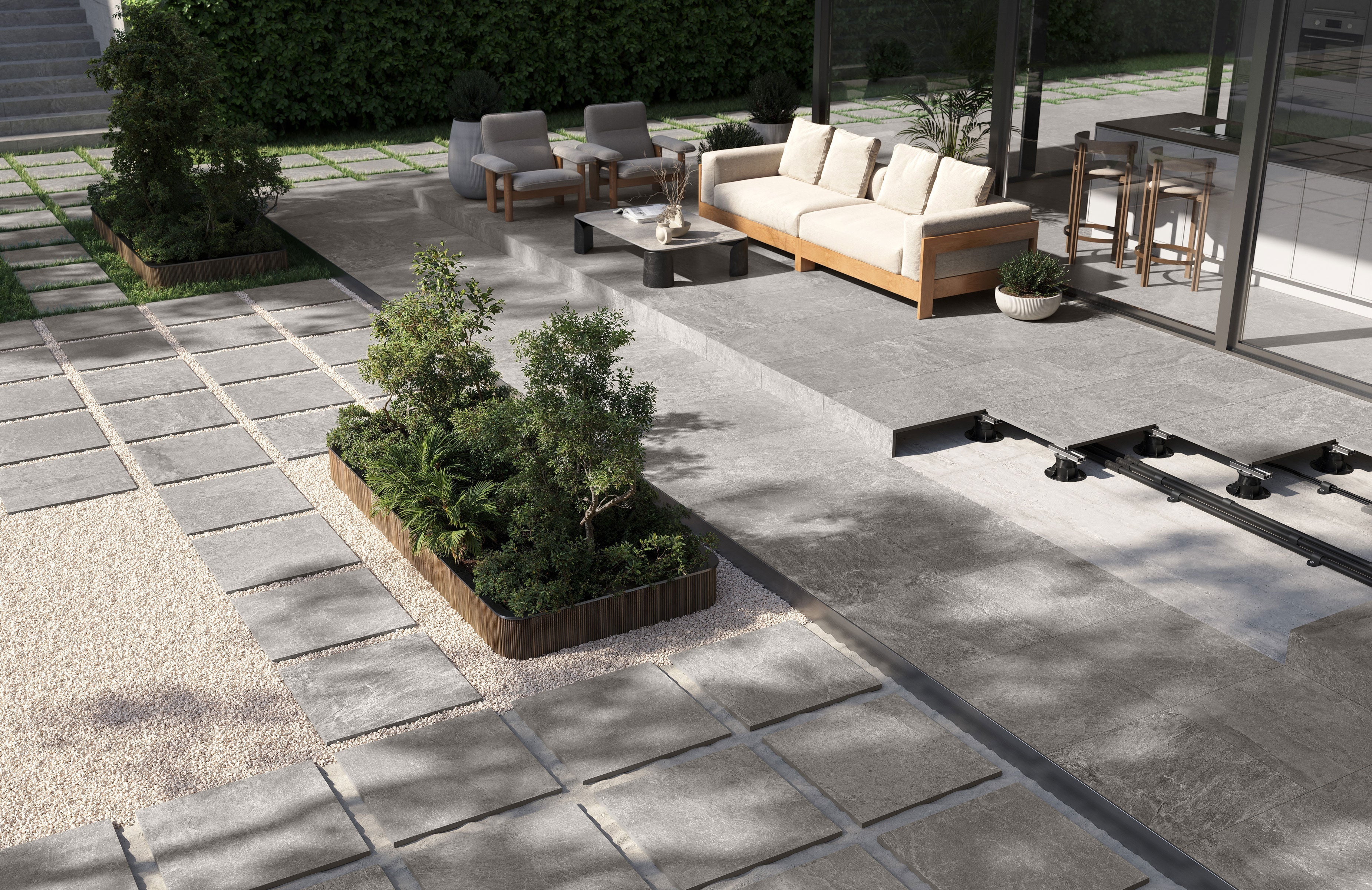 FARMHOUSE LIVING: Millstone Paving Tile (24"x24"x20-mm | grip)