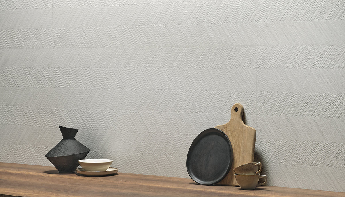 Varana Stone Light Grey porcelain field tile by Emil, silktech finish, 23 5/8"x47 1/4"x9-mm size. Premium Italian porcelain for floors and walls.