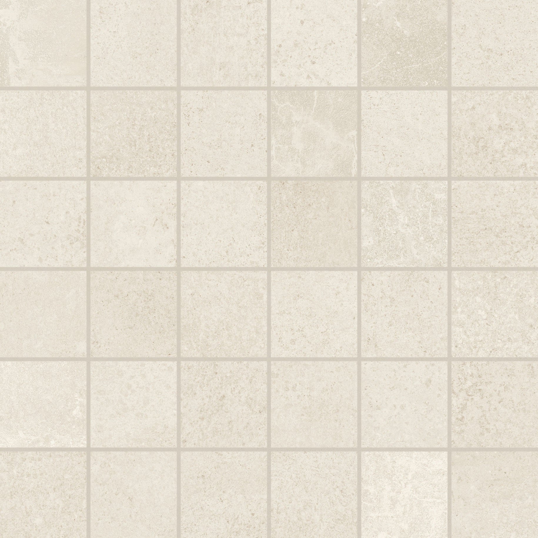 MADE.IN Freedom White porcelain mosaic, top-down product view, 12"×12"×11/32" size. Premium porcelain for floors and walls.