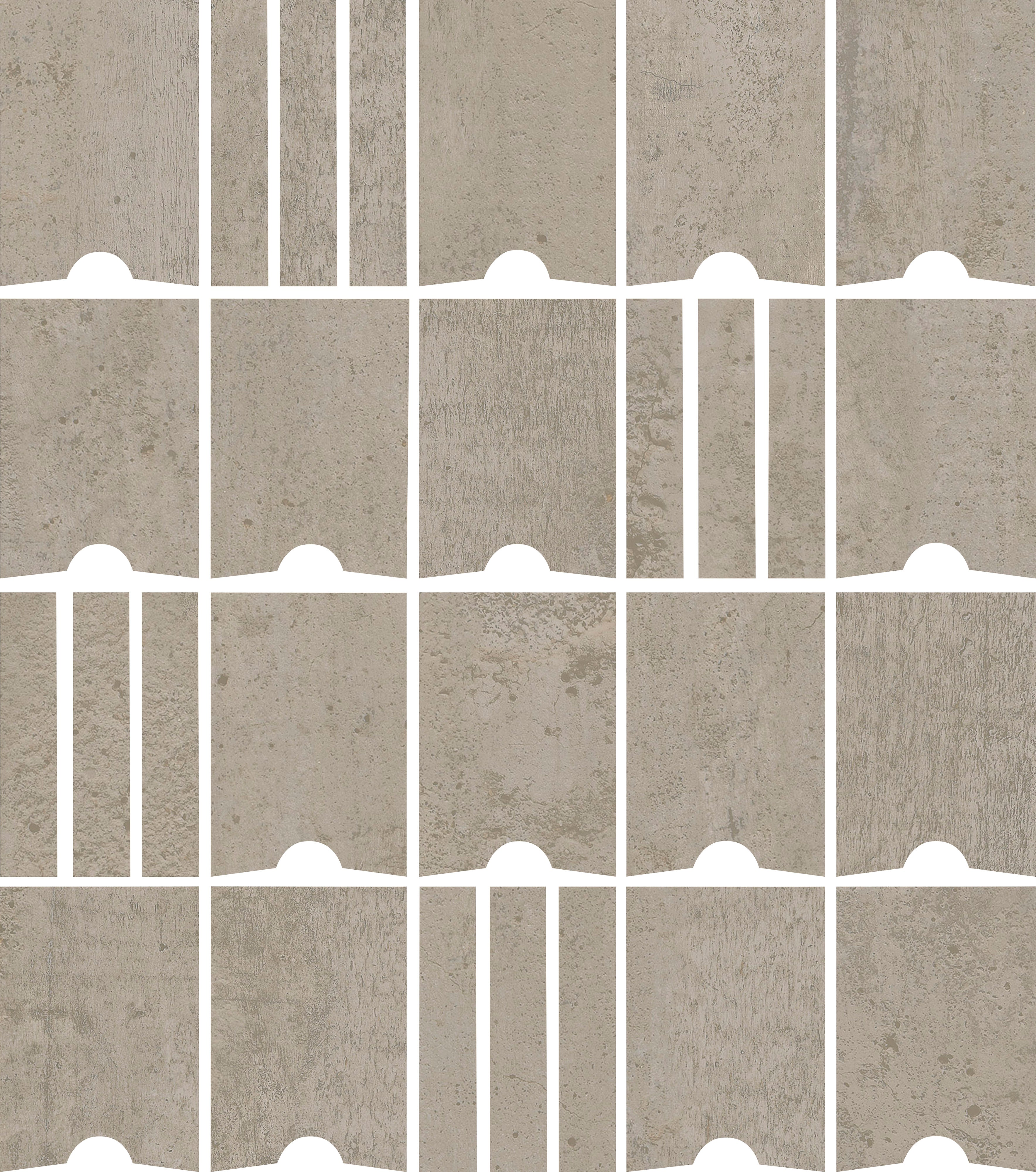 ETHEREAL HARMONY: Elemental Graphite Keyhole Block Mosaic (10"x12"x8-mm | natural | rectified)