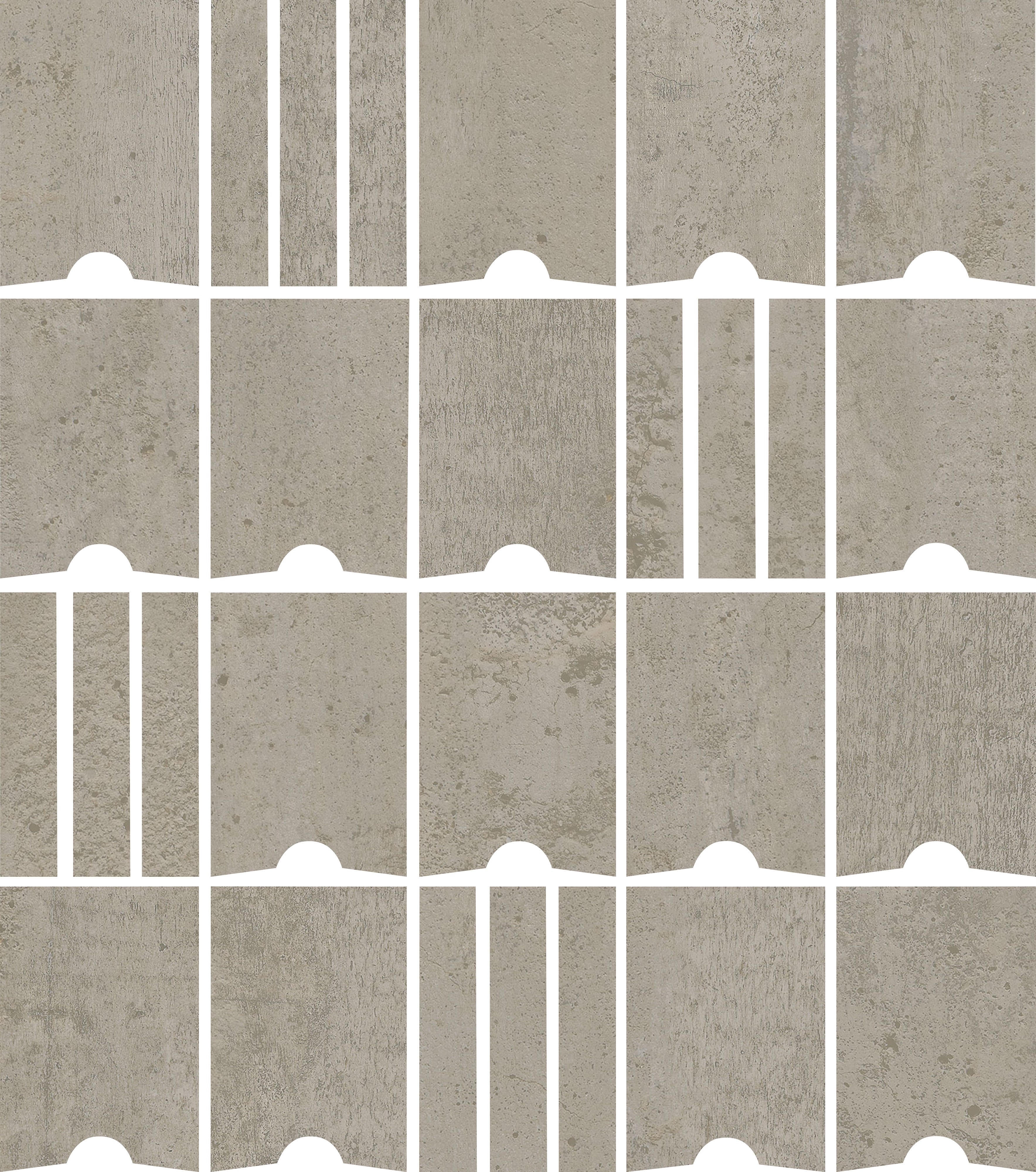 ETHEREAL HARMONY: Elemental Graphite Keyhole Block Mosaic (10"x12"x8-mm | natural | rectified)