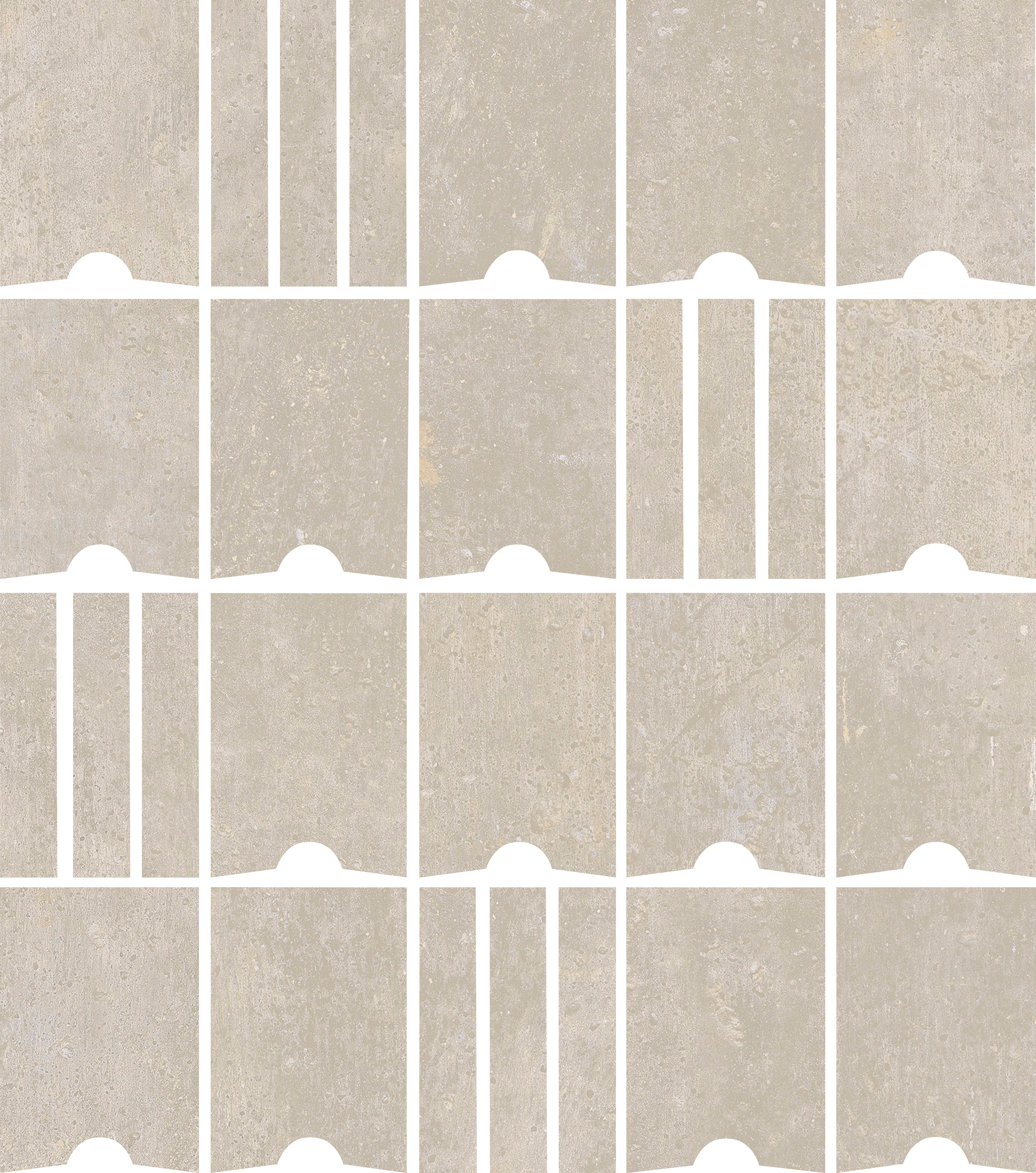 ETHEREAL HARMONY: Platinum Whirl Keyhole Block Mosaic (10"x12"x8-mm | natural | rectified)