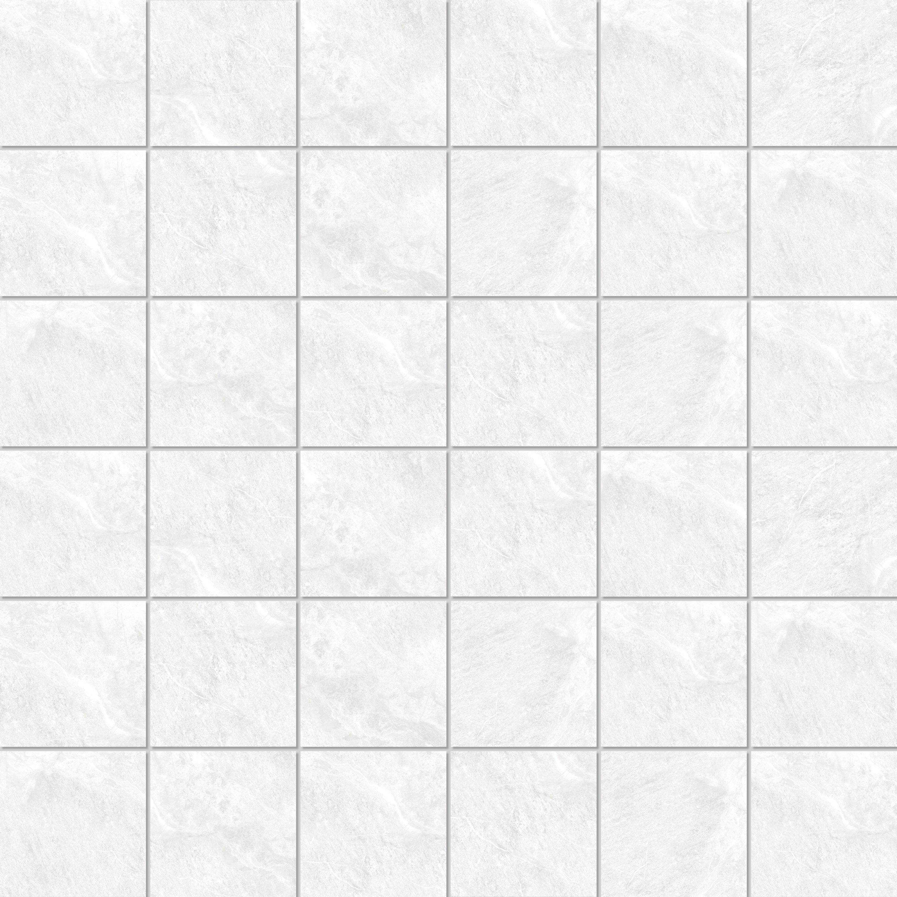 BARCELONA White porcelain mosaic, top-down product view, 12"×12"×5/16" size. Premium porcelain for floors and walls.