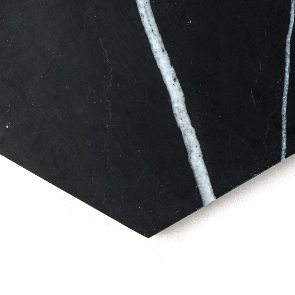 Black Hexagon Marble Field Tile (5 25/32"×5"×3/8" | honed | straight cut)