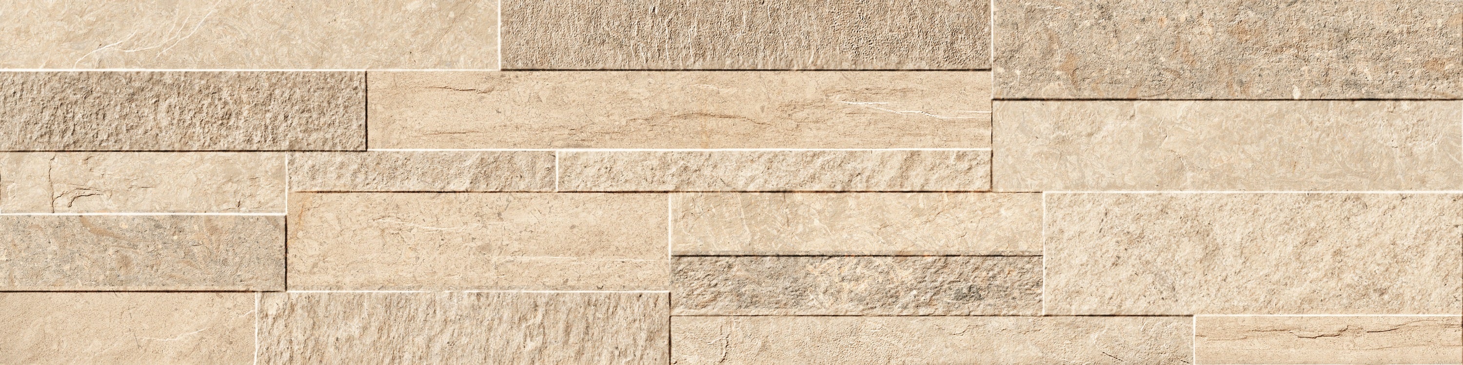 VENEER WORLD PRO LEDGESTONE ALPINE Desert porcelain wall veneer, top-down product view, 6"×24"×11/32" size. Premium porcelain for floors and walls.