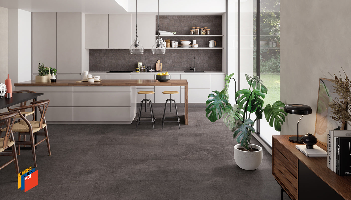 Landscape ANTRACITE porcelain mosaic tile by Emil, silktech finish, 12"x24" size. Premium Italian porcelain for floors and walls.