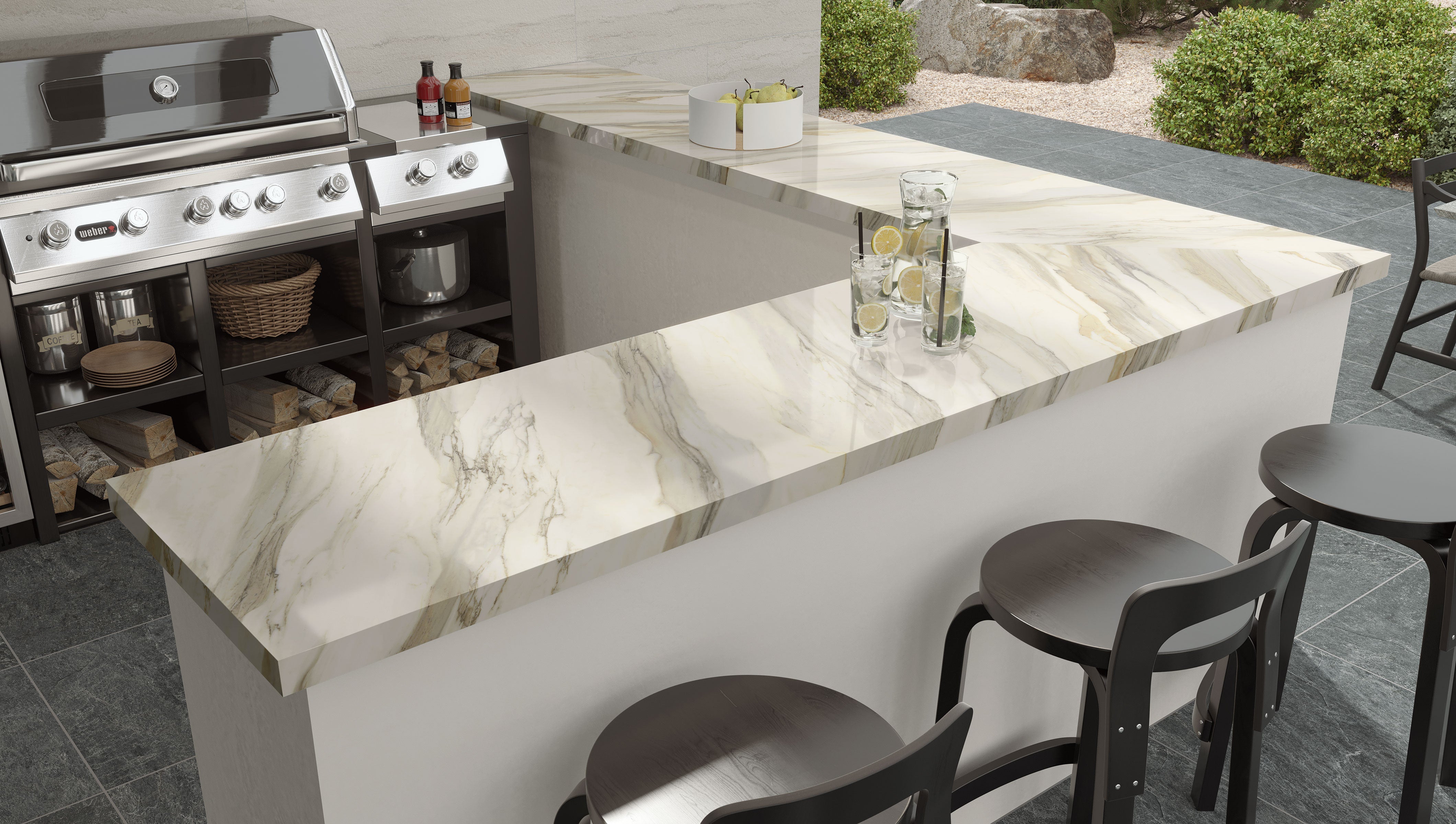 JEM: Aria Gold L-Shaped Top Prefab Slab (5"x96"x12mm | polished)
