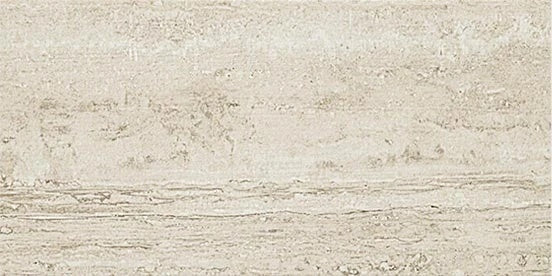 Elegant vein-cut travertine-look porcelain tile in soft white with subtle swirling veins, matte finish, and refined organic warmth.