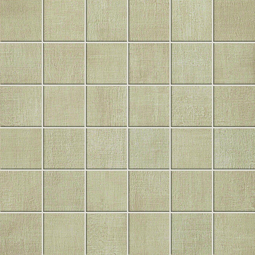 Linen-textured porcelain mosaic in warm sand, timeworn elegance with a matte finish for understated luxury.