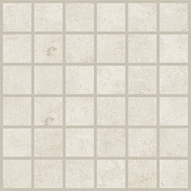 Matte beige porcelain mosaic with delicate reliefs and subtle urban concrete texture, exuding minimalist sophistication and artisanal serenity.