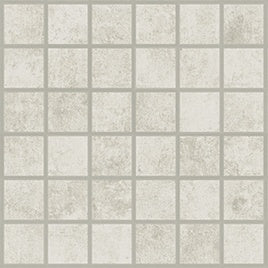 Handcrafted concrete-look mosaic in soft linen, featuring delicate reliefs and a matte finish for refined urban elegance.