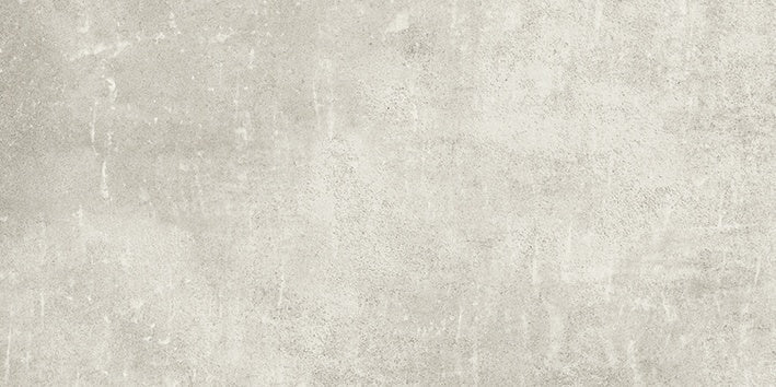 Handcrafted concrete-look porcelain tile in soft linen, with delicate reliefs and subtle scratches for urban sophistication.