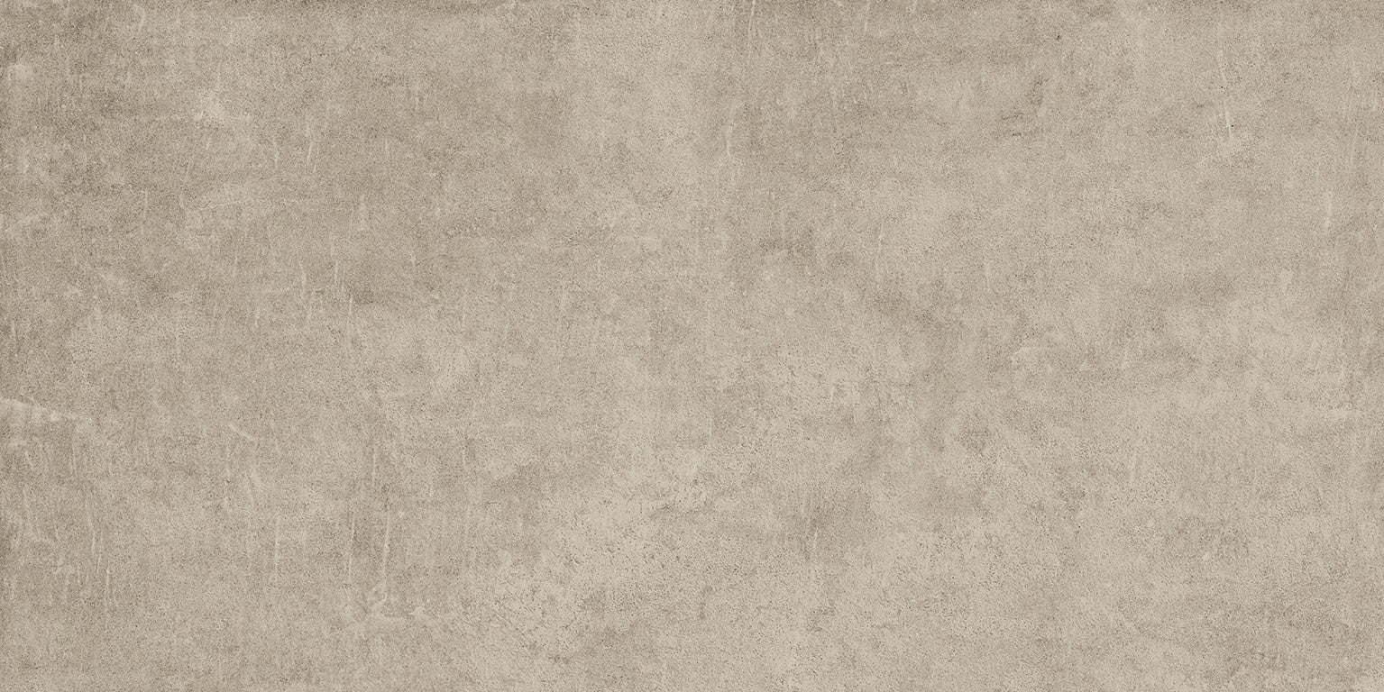 Handcrafted urban concrete-look porcelain tile in soft beige with delicate reliefs and a refined matte finish.