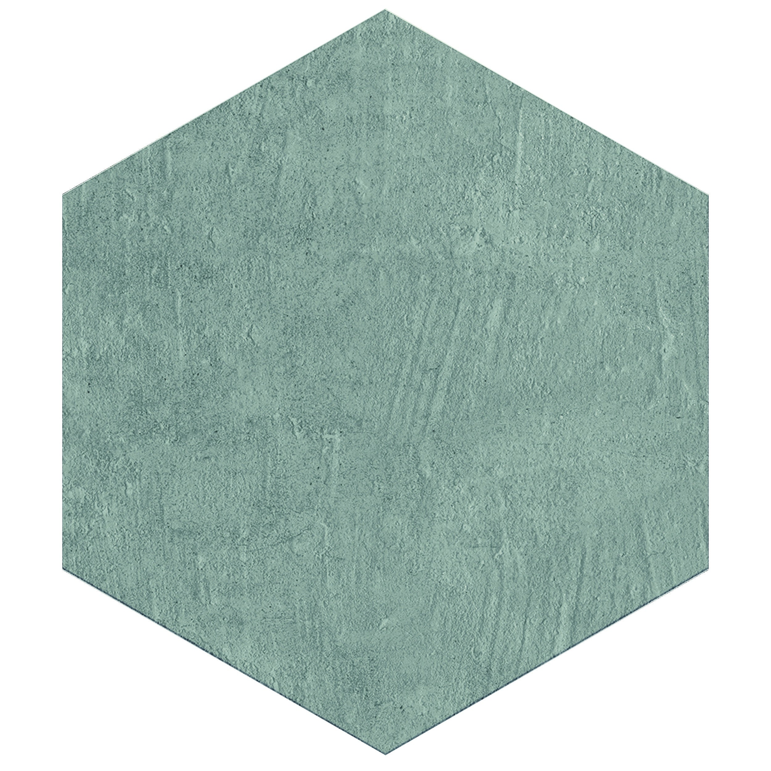 Handcrafted hexagon porcelain tile in serene ocean blue with delicate concrete-like texture and subtle matte finish.
