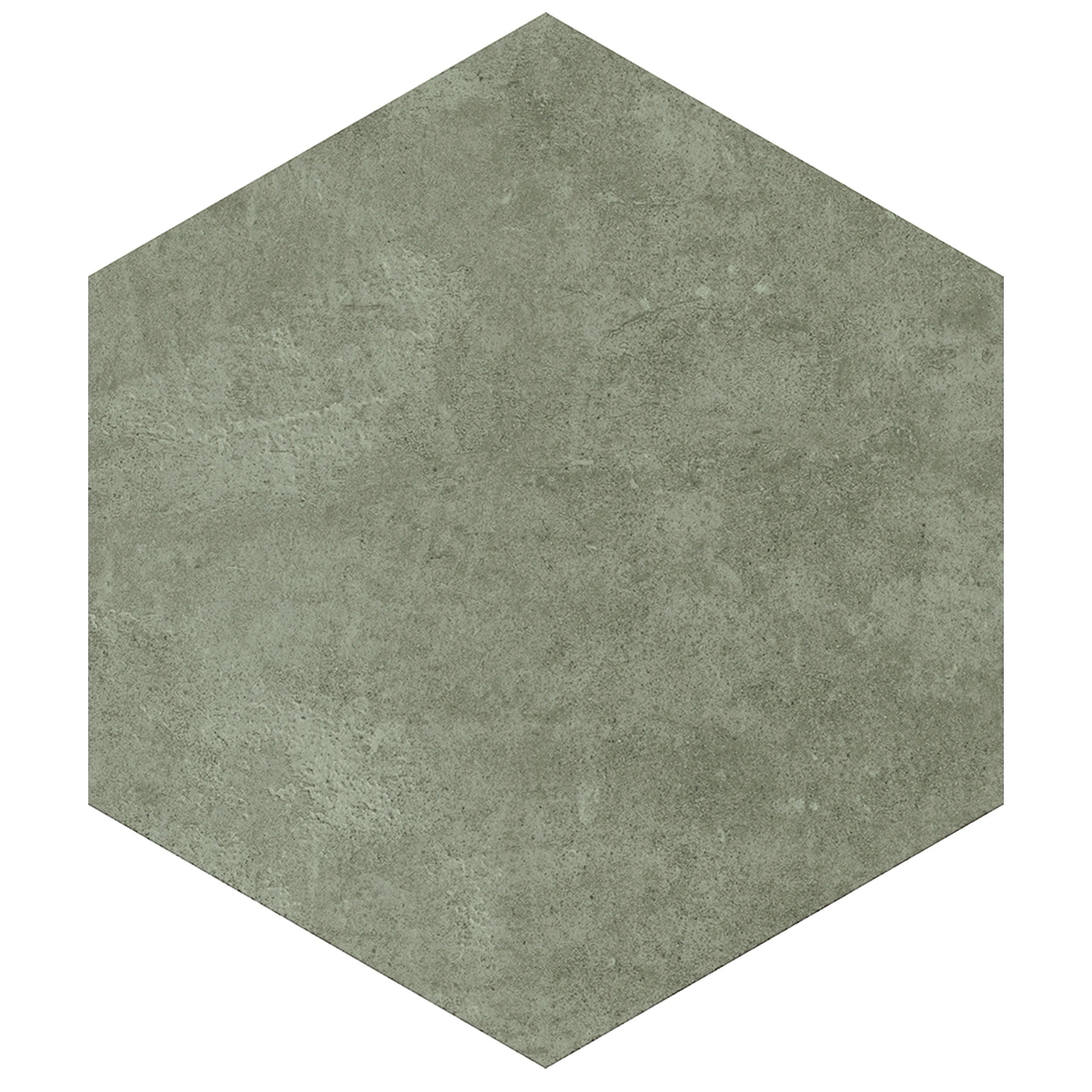 Hexagonal taupe porcelain tile with matte concrete finish, delicate reliefs, and urban minimalist elegance for refined interiors.