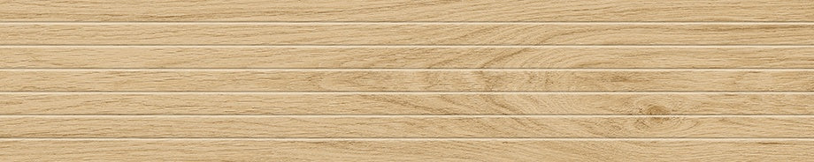 Matte porcelain plank with warm vanilla oak grain, smooth spa texture, and subtle weavy veins for serene, elegant interiors.