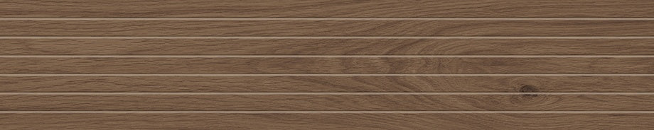 Smooth matte porcelain plank with warm oak grain, delicate veins, and subtle knots for serene, organic elegance.