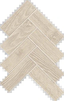 Warm wheat-toned herringbone mosaic with matte oak texture, evoking rustic farmhouse charm in durable porcelain.