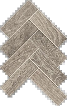 Matte porcelain herringbone mosaic with warm oak grain, evoking rustic farmhouse charm and tranquil elegance.