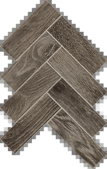 Matte porcelain herringbone mosaic in warm oak tones, evoking rustic farmhouse charm with a tranquil, natural wood-look finish.