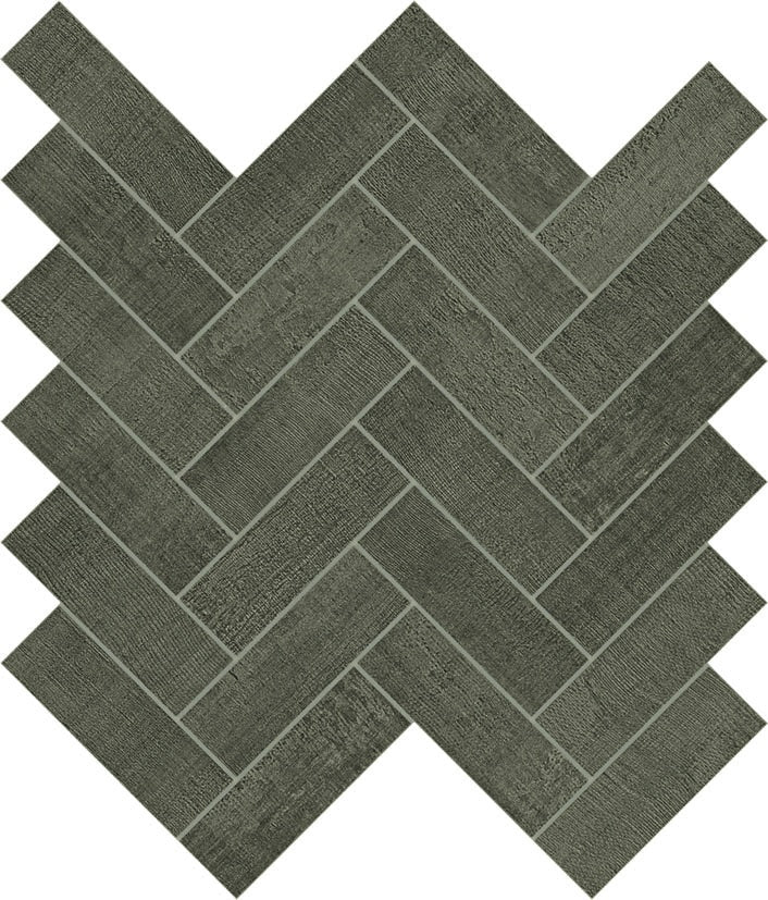 FRAY: Tobacco Linen Herringbone Flat Porcelain Field Mosaic (11 13/16