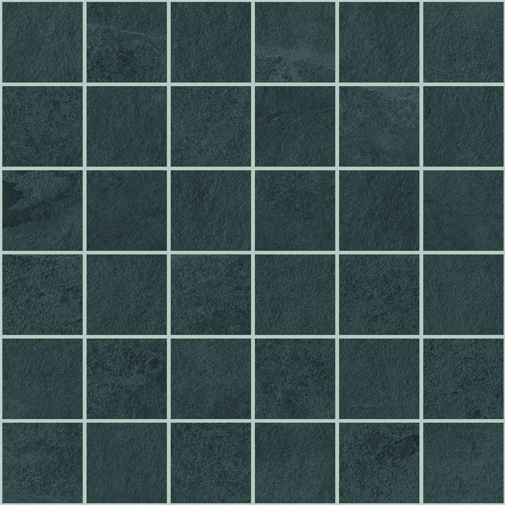 Deep blue slate-look porcelain mosaic with a foliated texture, exuding serene elegance and subtle strength in a refined matte finish.