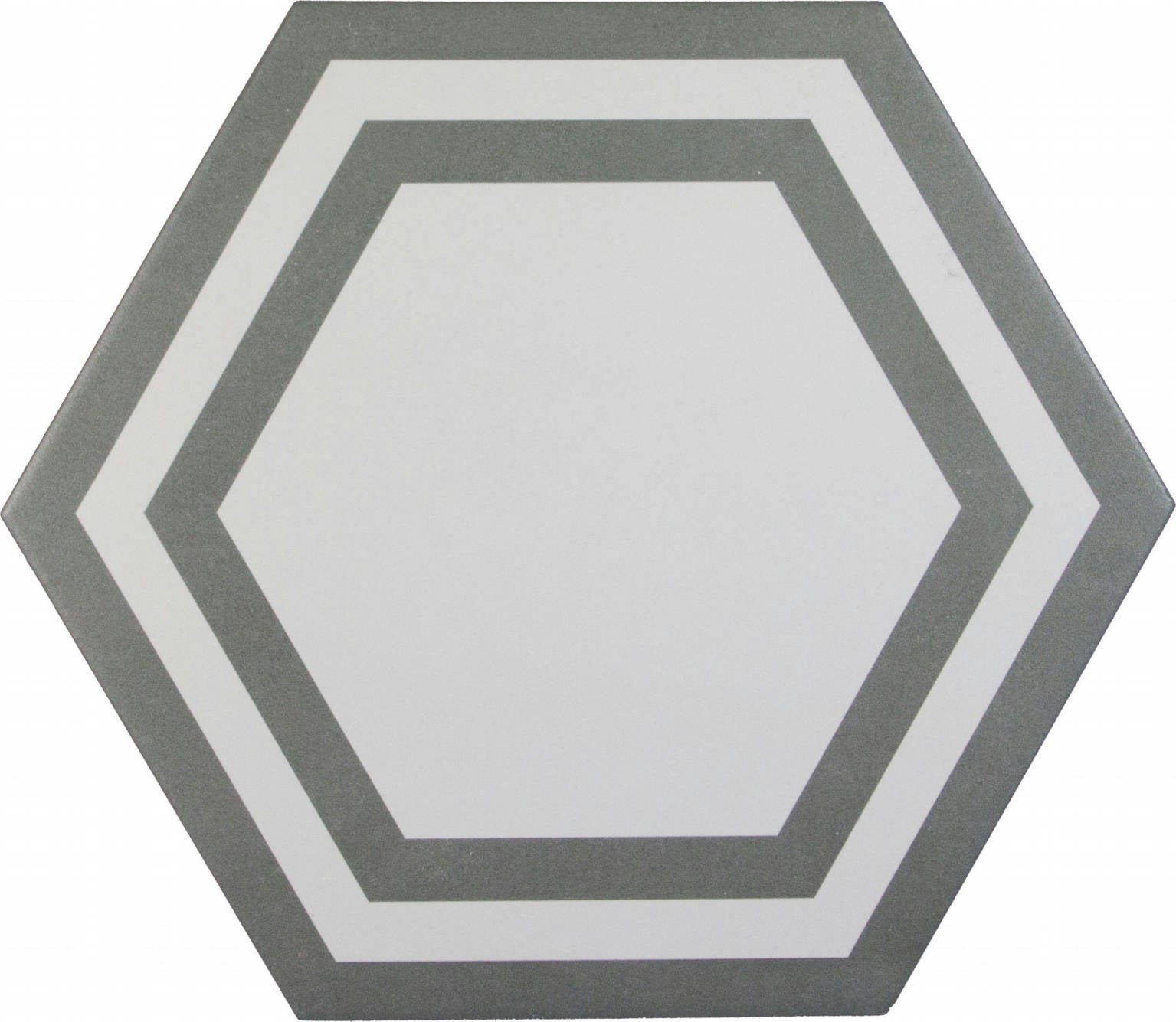 FLOOR: Dark Gray Hexagon Framed Porcelain Field Deco Tile (8"x9" | semi-matte)