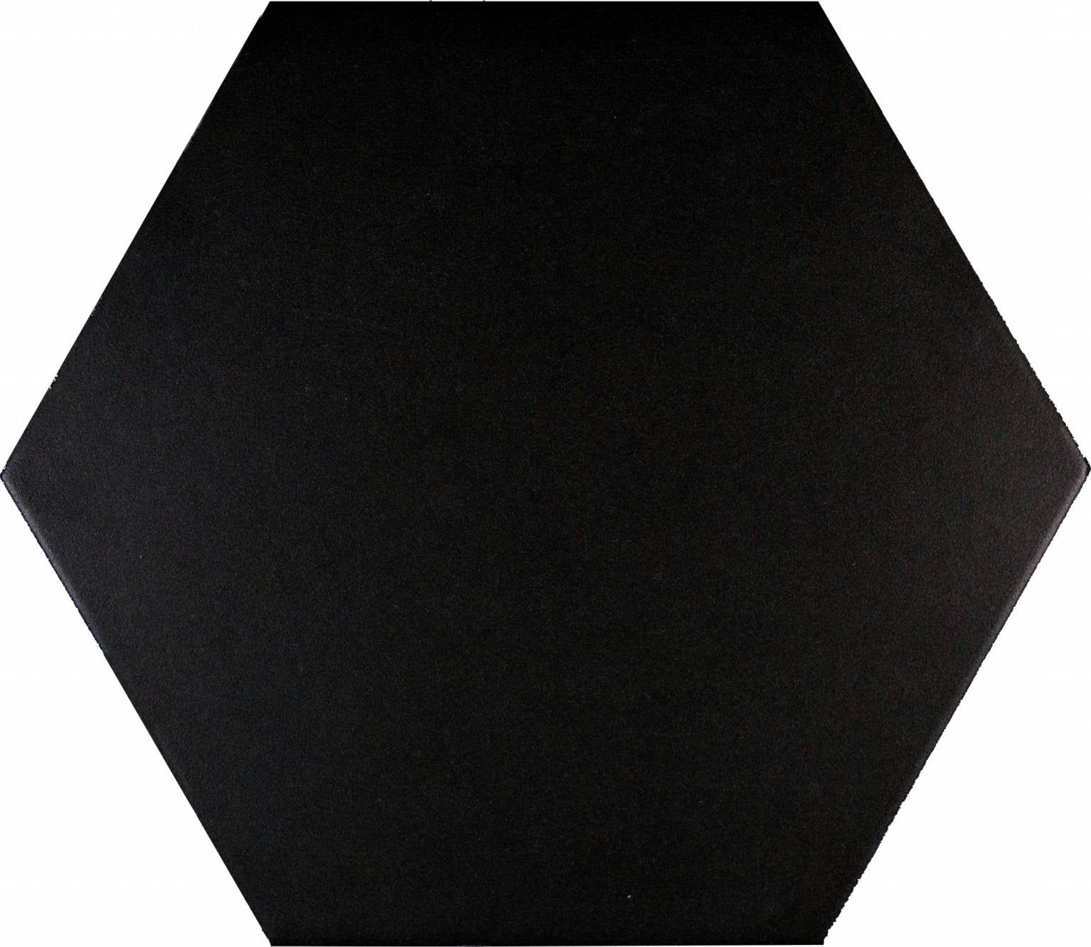FLOOR: Black Hexagon Porcelain Field Tile (8"x9" | semi-matte)