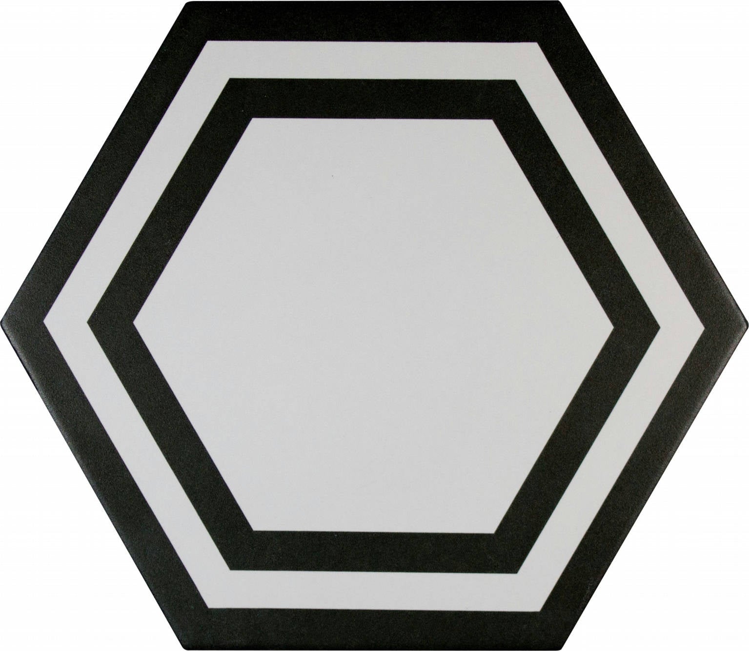 FLOOR: Black Hexagon Framed Porcelain Field Deco Tile (8"x9" | semi-matte)
