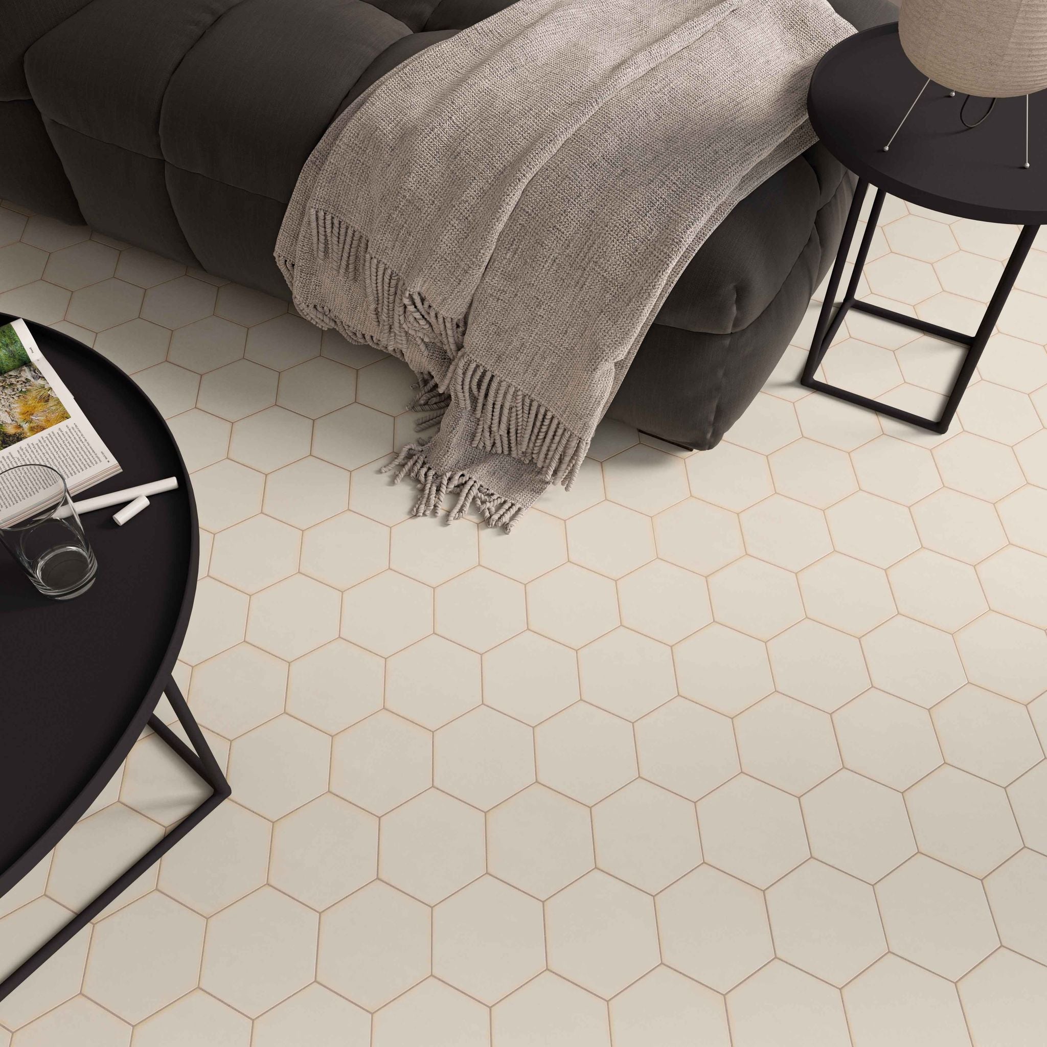 FLOOR: Solano Hexagon Porcelain Field Tile (5.5"x6.3" | semi-matte)