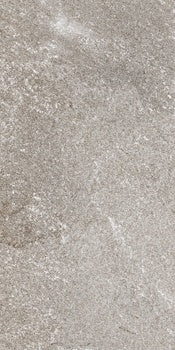 Matte grey porcelain tile with rugged dolomite texture, evoking Appalachian stone strength and organic-modern elegance.