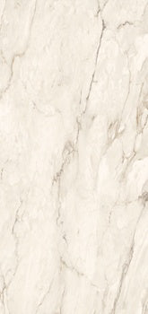 Luxurious large-format porcelain wall tile in refined white marble-look with delicate veining, semi-gloss finish, and timeless elegance.