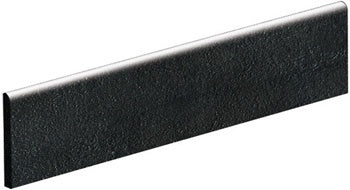 Matte black porcelain bullnose trim with refined concrete texture, embodying urban elegance and minimalist sophistication.