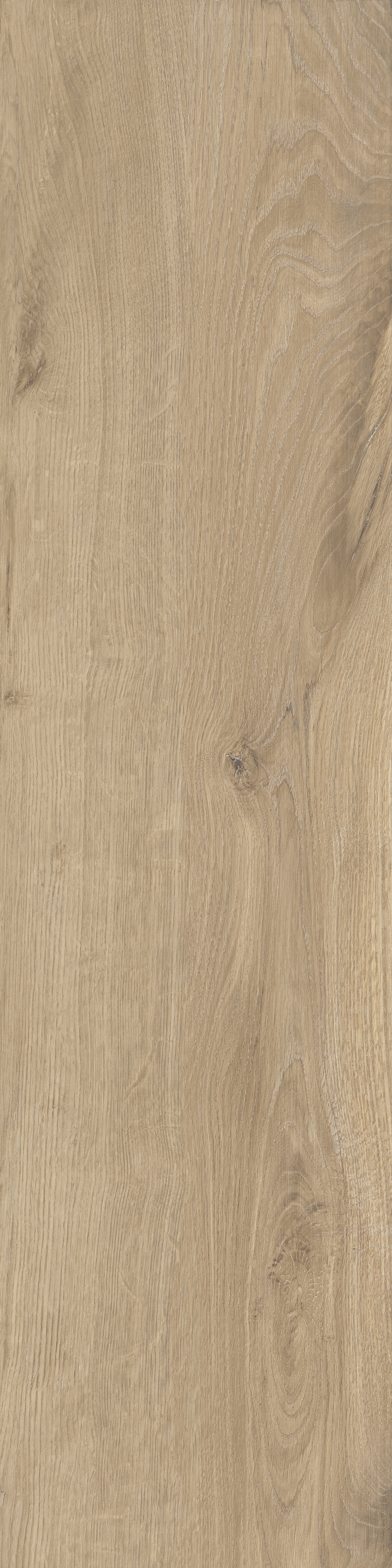 Warm dark beige wood-look porcelain plank with a matte, natural grain finish, exuding contemporary elegance and serene harmony.