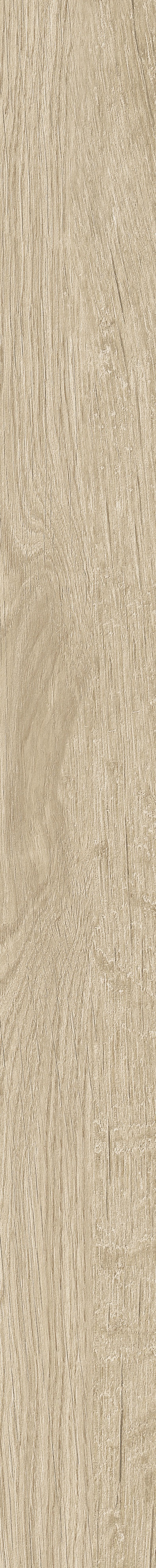Rectified porcelain plank in warm beige with a matte wood-grain texture, evoking natural harmony and modern elegance.
