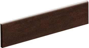 Sleek matte brown porcelain bullnose trim with refined rectified edges for modern transitions.